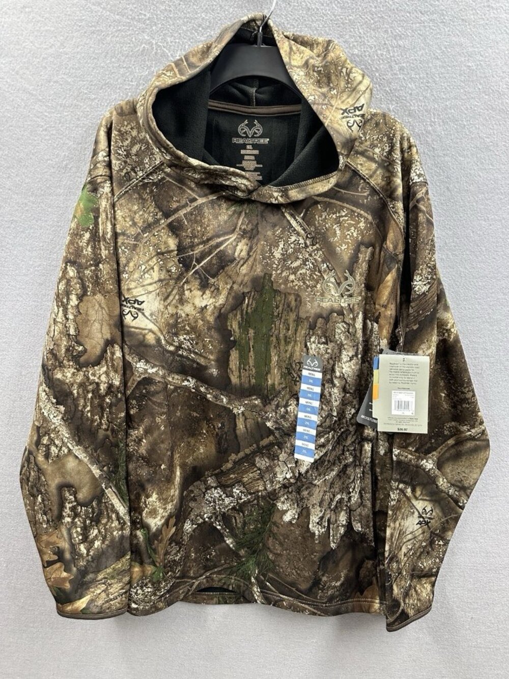 Realtree APX Hinting Hoodie Mens Size 2XL Camouflage Performance Pullover NWT